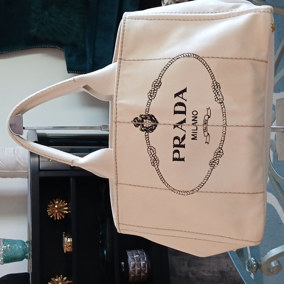 Prada Milano canapa euc canvas tote bag - Picture 1 of 16